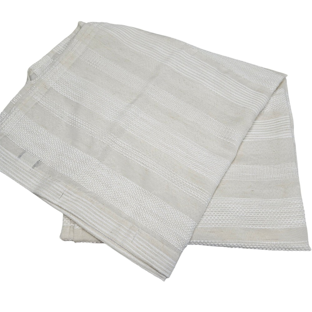 Lauren Ralph Lauren Shower Curtain Cream Striped Linen Blend Woven Bath Coastal
